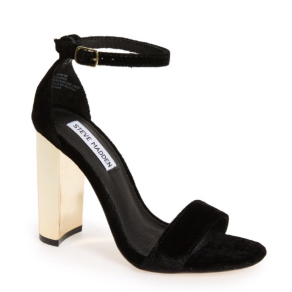 Steve Madden Strapped Gold Block Heels